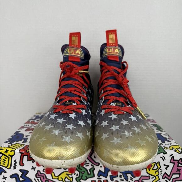 Under Armour Spotlight Lux MC LE USA Stars Men Sz 11 Football Cleats 3025366-100 - Picture 3 of 10